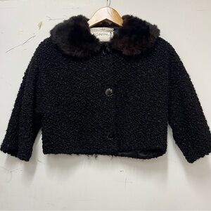 Vintage Persian Lamb Cropped Jacket with Fur Collar